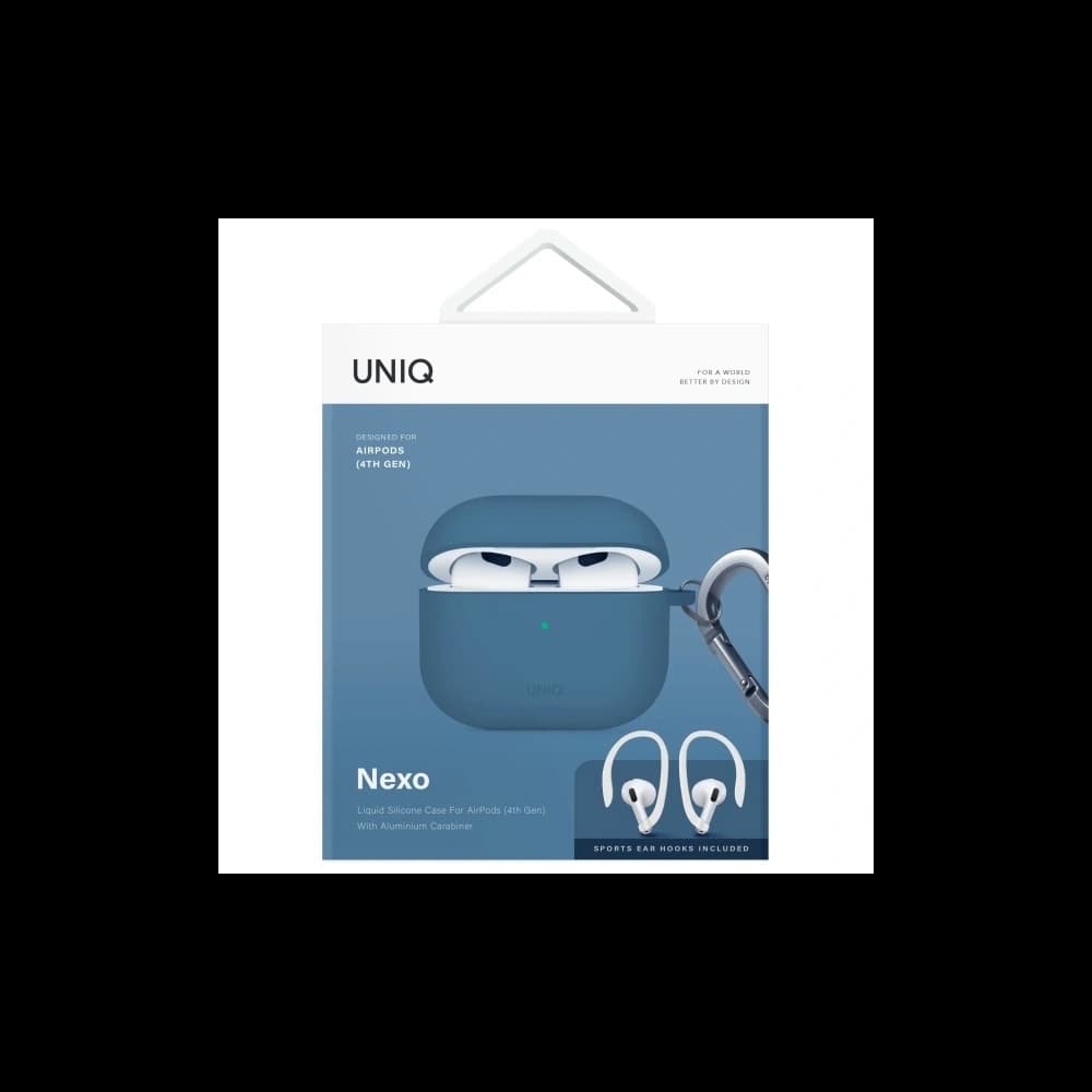 UNIQ Nexo Apple AirPods 4 + Fülhallgató kampók szilikon óceánkék - 8