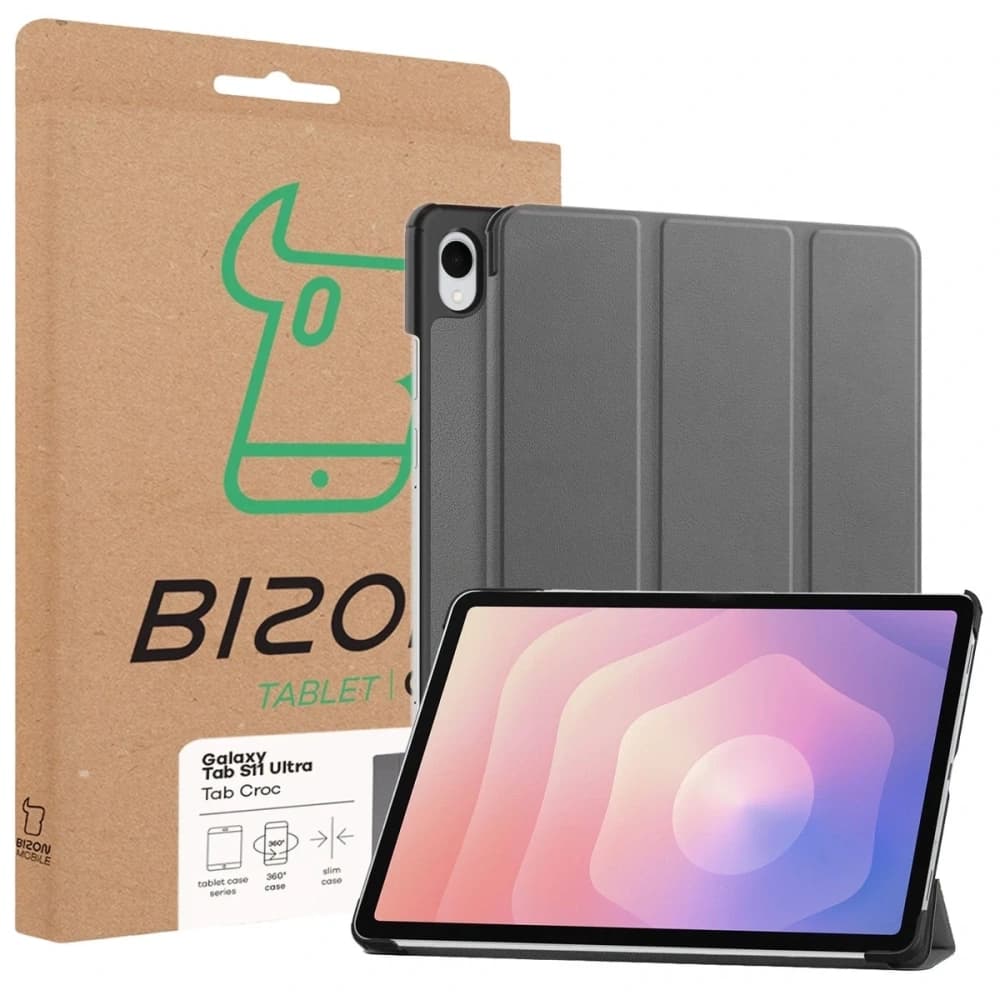 Bizon Case Tab Croc Samsung Galaxy Tab S11 Ultra szürke - 8