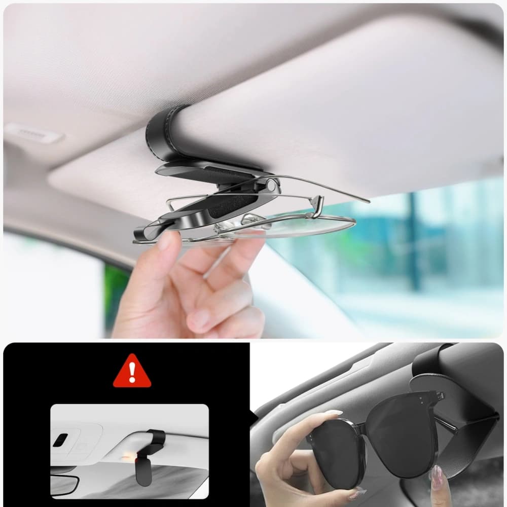 Joyroom JR-ZS511 Glasses Holder for Sun Visor with Magnetic Clip Black - 4