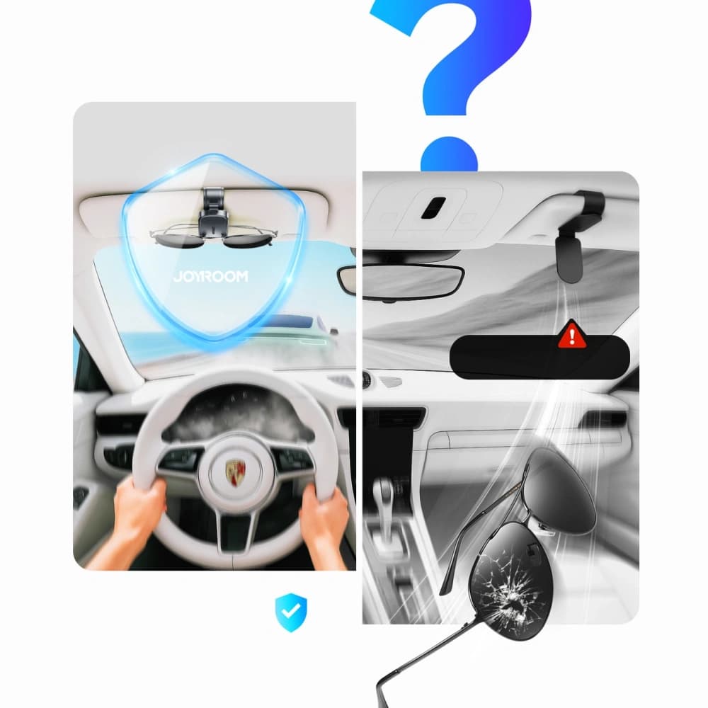 Joyroom JR-ZS511 Glasses Holder for Sun Visor with Magnetic Clip Black - 5