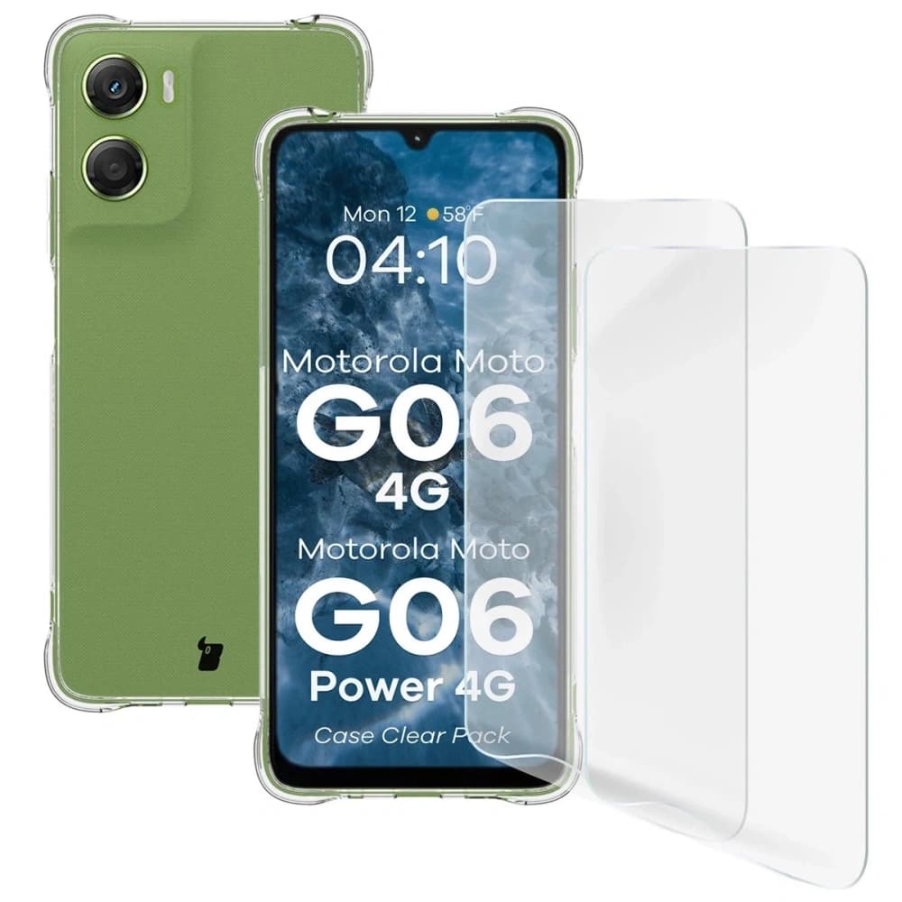 Bizon Case Clear Pack case + 2x screen film Motorola Moto G06 4G / G06 Power 4G