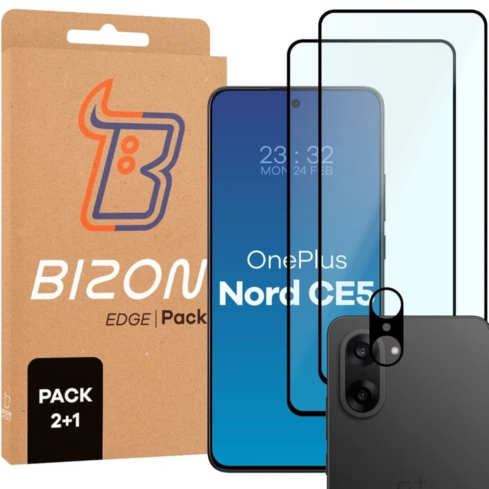 Bizon Edge Pack 2x Bildschirmglas + Kameraglas OnePlus Nord CE5 5G