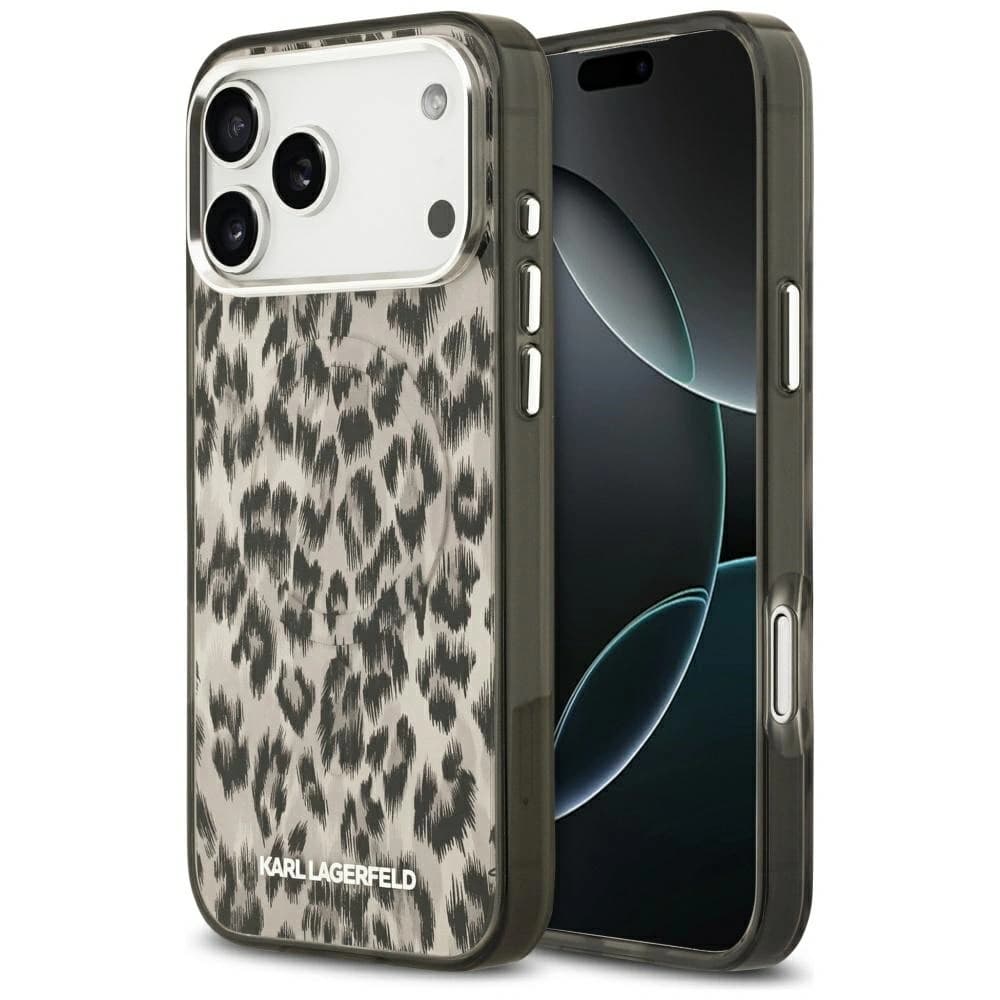 Karl Lagerfeld IML leopardí vzor MagSafe Apple iPhone 17 Pro Max hnědý