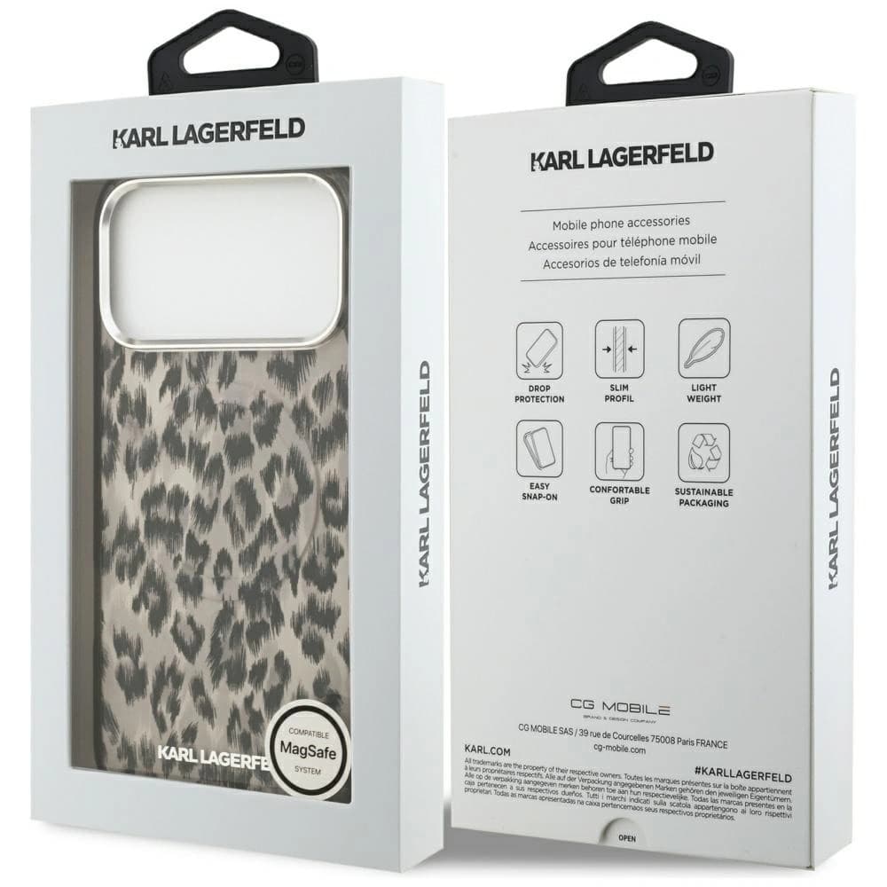 Karl Lagerfeld IML leopardí vzor MagSafe Apple iPhone 17 Pro Max hnědý - 8
