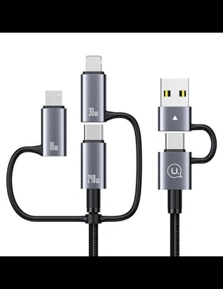 USAMS Datový kabel 6v1 Digitální displej Hliníková slitina Rychlé nabíjení 240W 1,2m