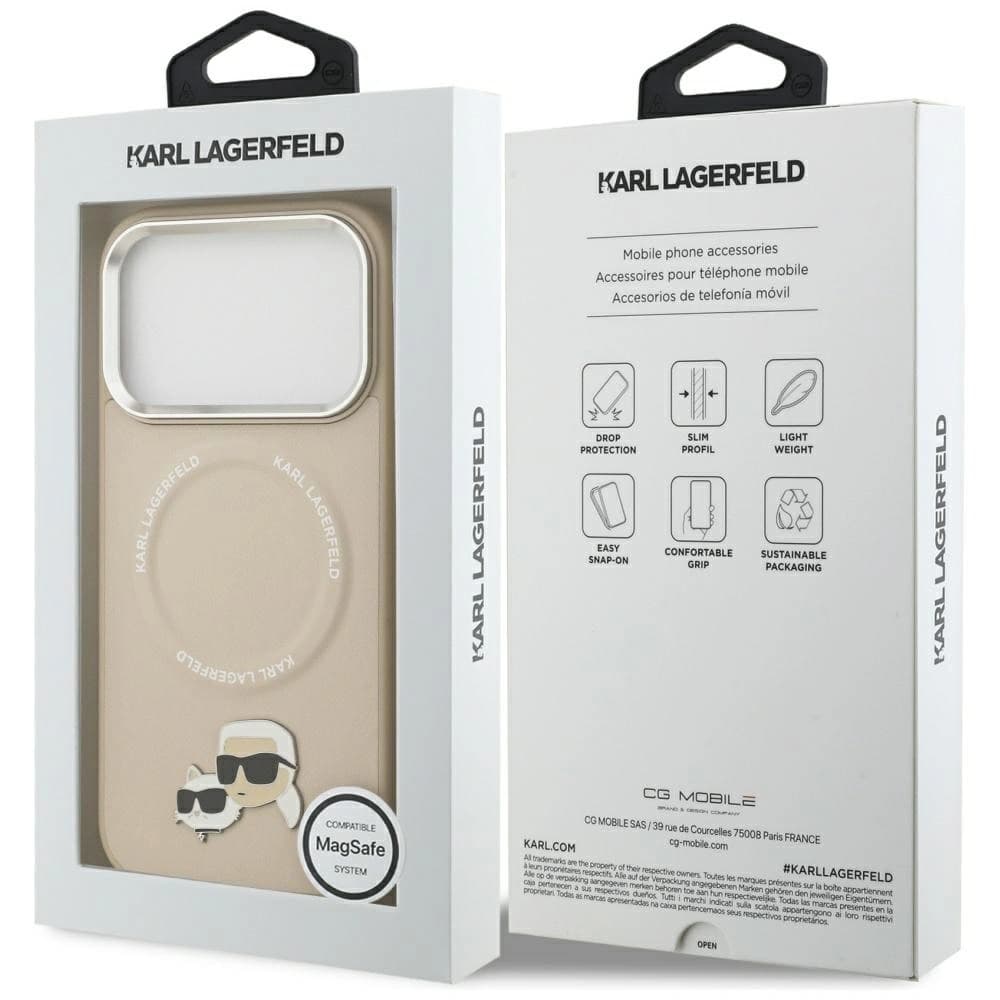 Karl Lagerfeld Karl & Choupette Pins MagSafe Apple iPhone 17 Pro Max béžová - 8