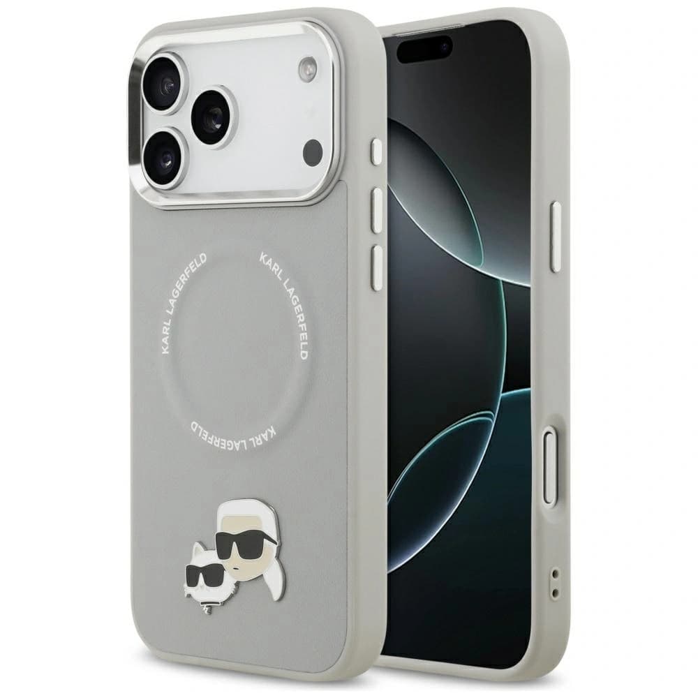 Karl Lagerfeld Karl & Choupette Pins MagSafe Apple iPhone 17 Pro šedá