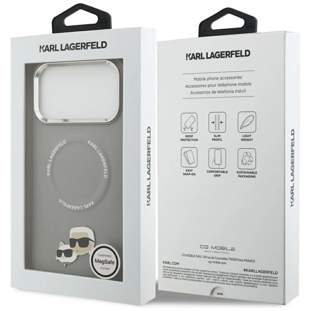 Karl Lagerfeld Karl & Choupette Pins MagSafe Apple iPhone 17 Pro šedá - 8
