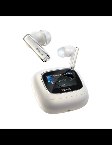 Bezprzewodowe słuchawki dokanałowe Baseus Bowie M2s Ultra TWS z interaktywnym ekranem białe