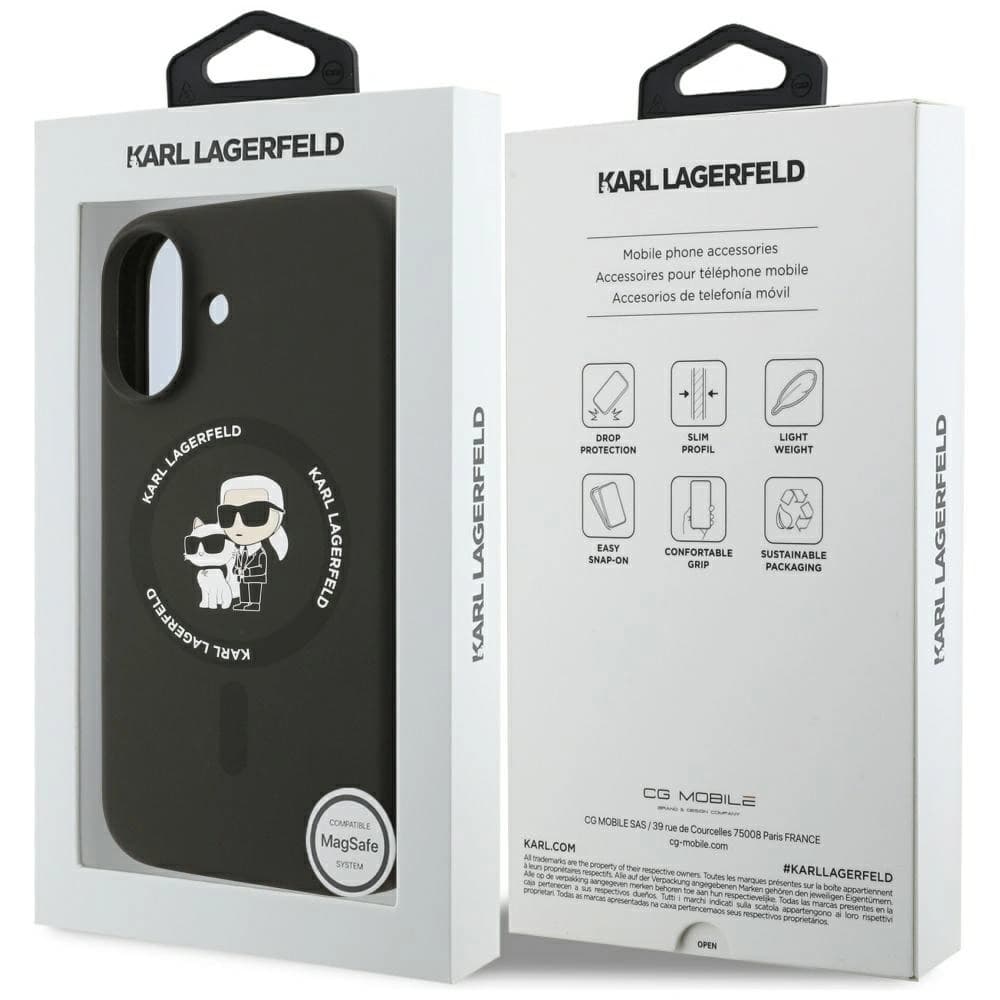 Etui Karl Lagerfeld Silicone Karl&Choupette Ring MagSafe pentru Apple iPhone 17 negru - 8