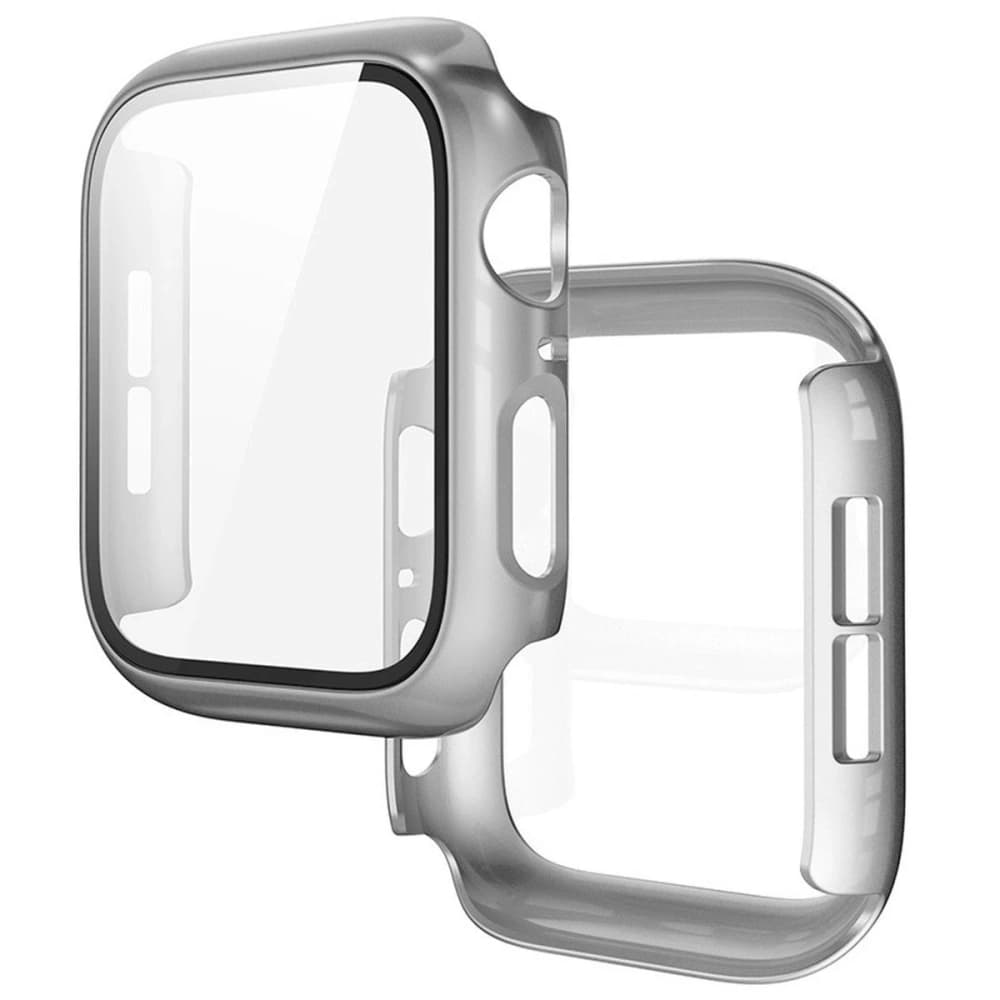 Bizon Case+Glass Hodinky Apple Watch SE 3 / SE 2 / SE / 6 / 5 / 4 44mm matný stříbrný
