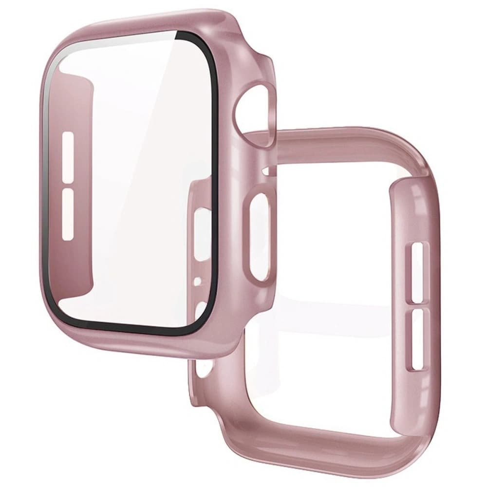 Bizon Case+Glass Hodinky Apple Watch SE 3 / SE 2 / SE / 6 / 5 / 4 44mm růžové zlato