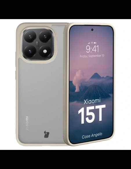 Bizon tok Angelo Xiaomi 15T félig átlátszó bézs kerettel