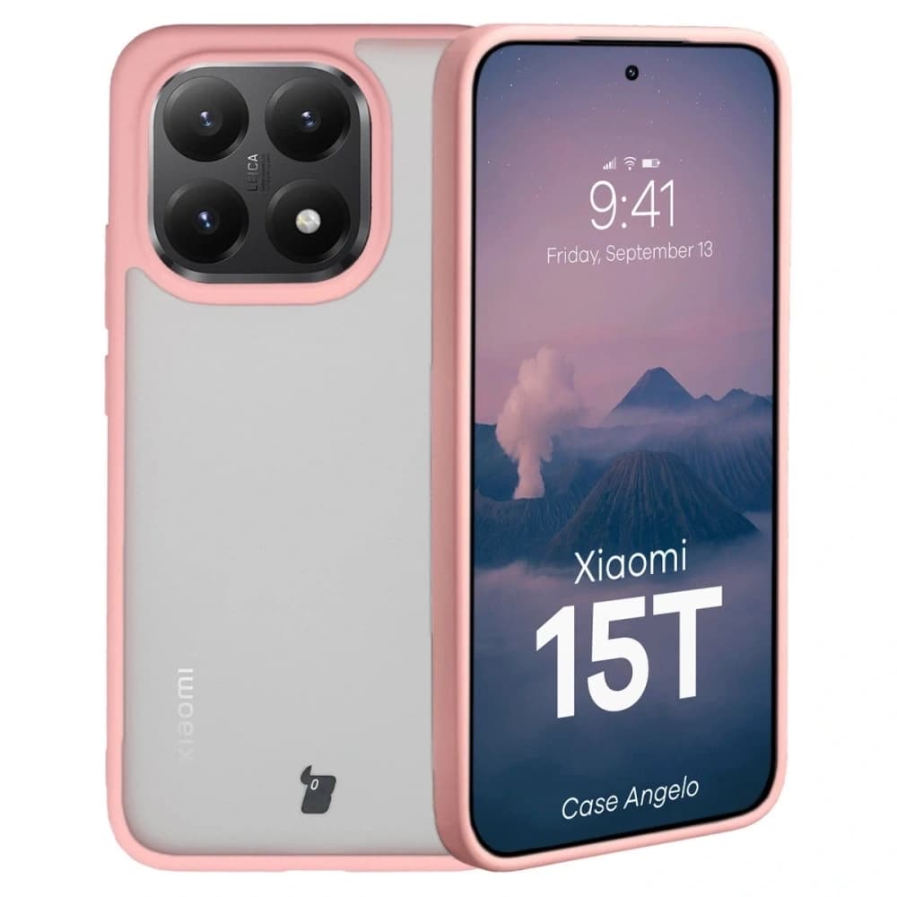 Bizon tok Angelo Xiaomi 15T félig átlátszó, világos rózsaszín kerettel
