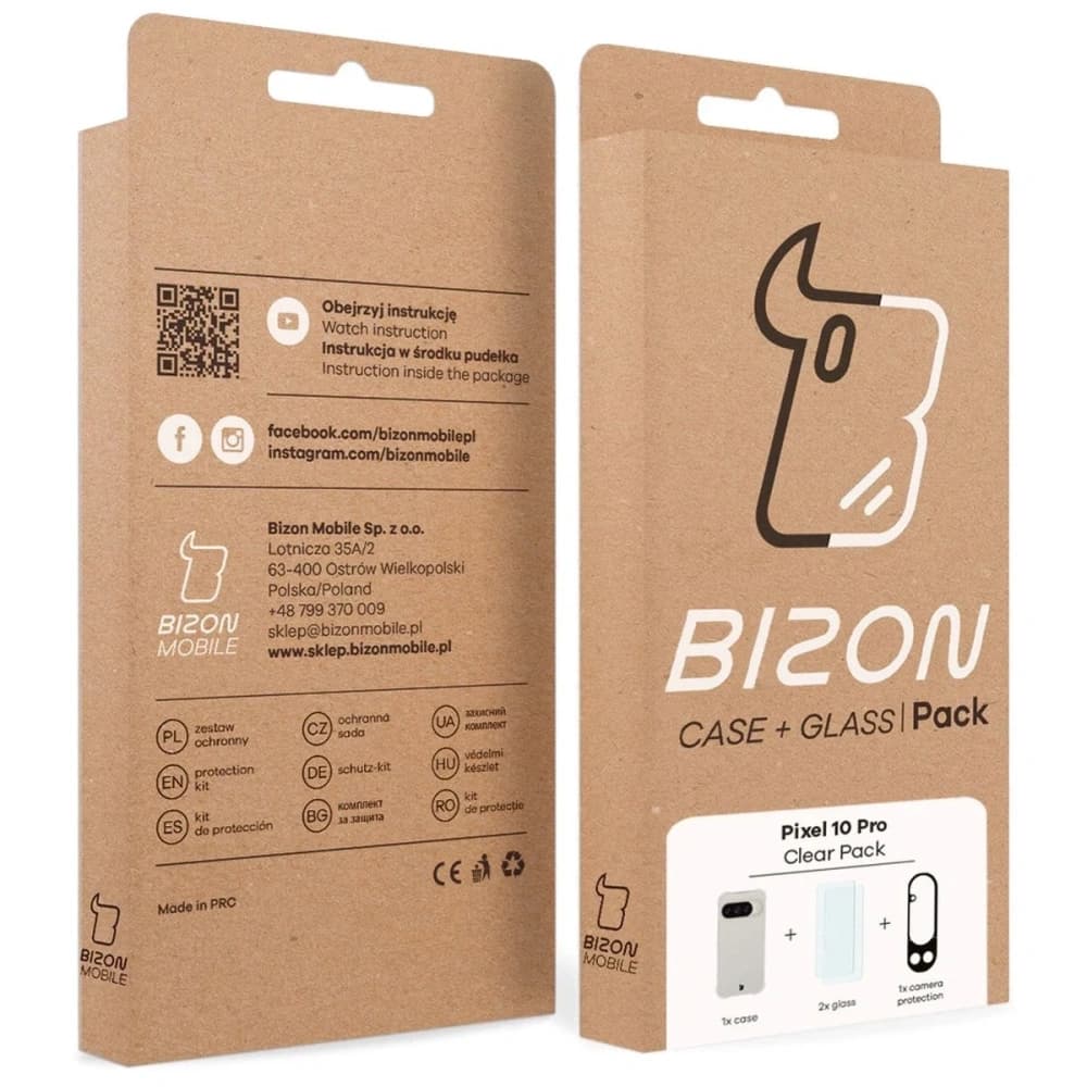 Bizon Case Clear Pack carcasă + 2x sticlă securizată + sticlă pentru lentile Google Pixel 10 Pro - 11