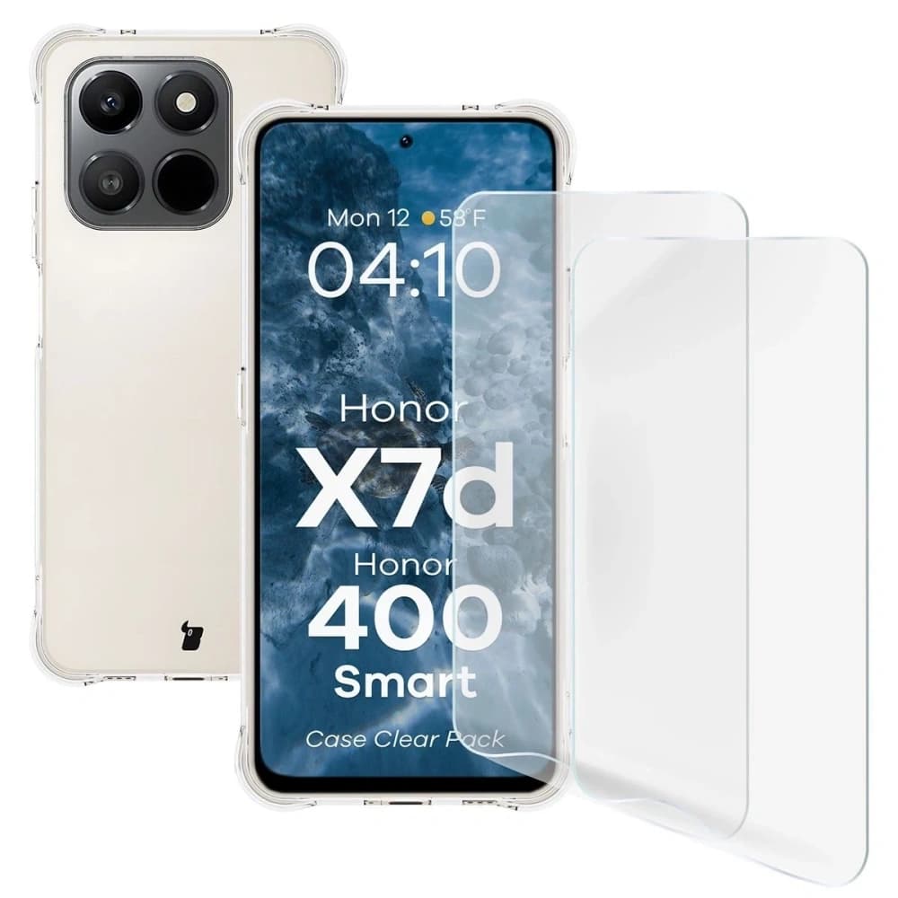 Bizon Case Clear Pack carcasă + 2x protecție ecran Honor X7d / Honor 400 Smart