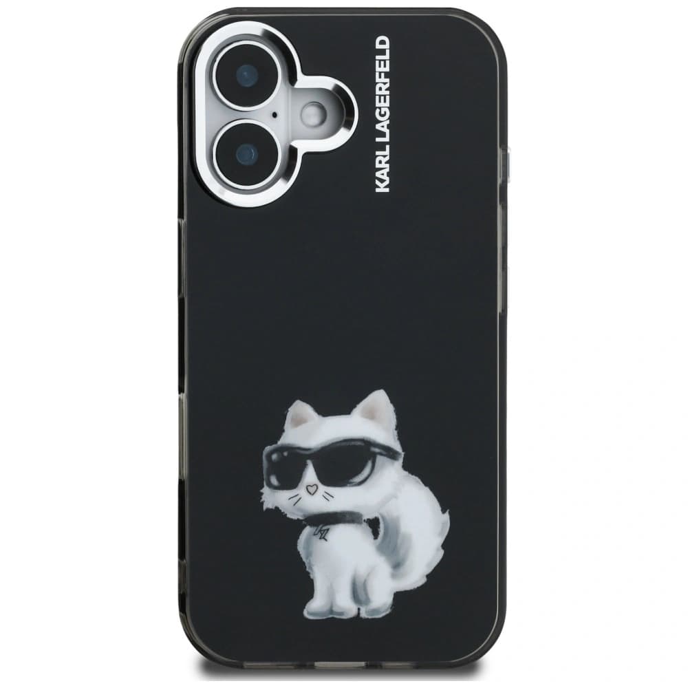 Karl Lagerfeld IML Aquarelle Choupette & Logo Apple iPhone 16 black - 3