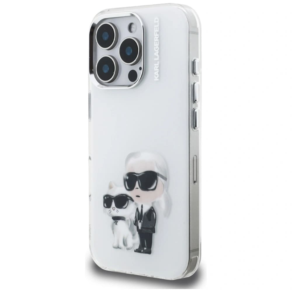 Karl Lagerfeld IML Aquarelle Karl & Choupette & Logo Apple iPhone 16 Pro white - 2