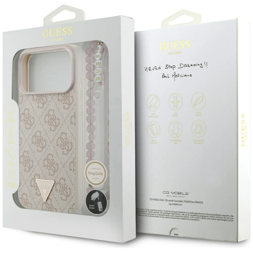 Guess 4G Popruh Trojúhelníkové Logo MagSafe Apple iPhone 17 Pro Max růžový
- 8