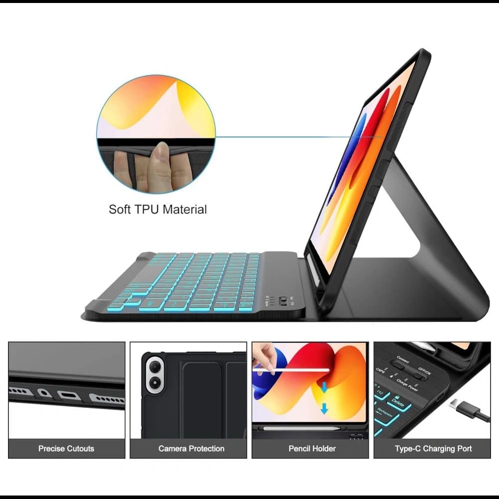 Tech-Protect SmartCase Stift + Tastatur Xiaomi Poco Pad M1 / Redmi Pad 2 Pro 12.1 Schwarz
- 4