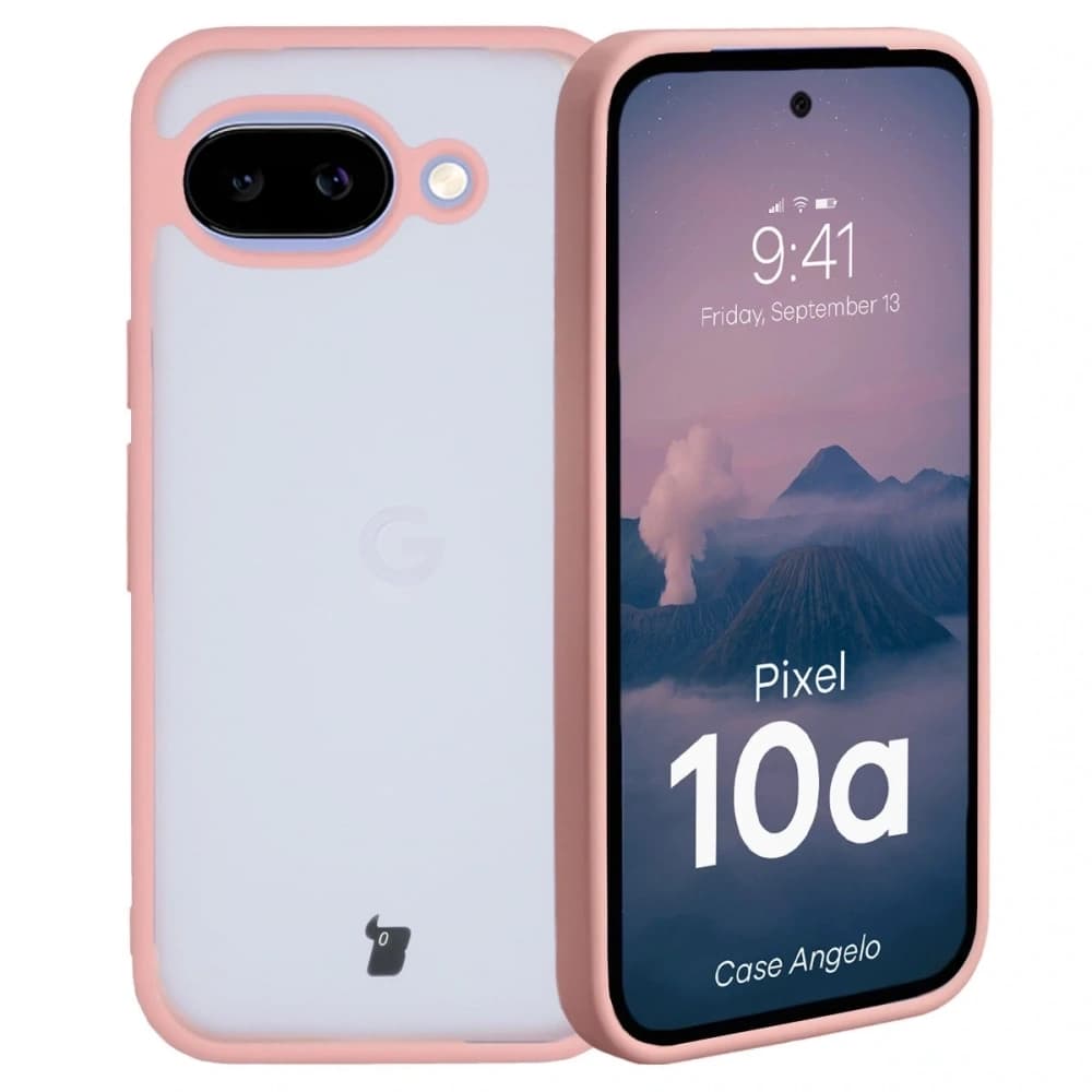 Bizon Case Angelo Google Pixel 10a halbtransparent mit einem hellrosa Rahmen