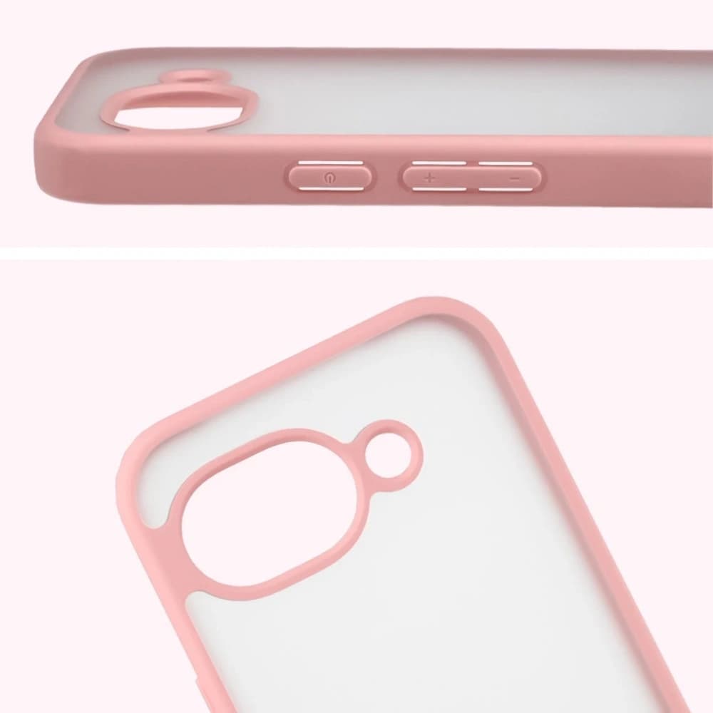 Bizon Case Angelo Google Pixel 10a halbtransparent mit einem hellrosa Rahmen
- 3