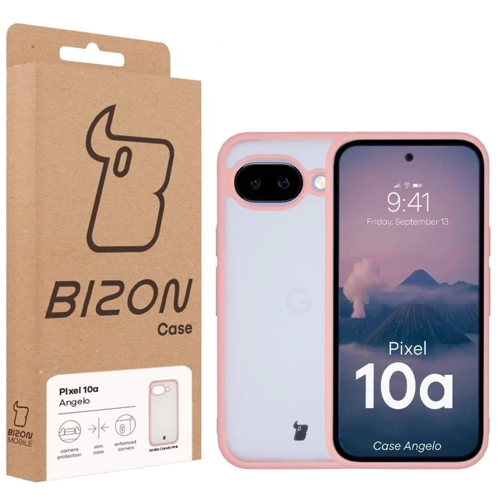 Bizon Case Angelo Google Pixel 10a halbtransparent mit einem hellrosa Rahmen
- 6