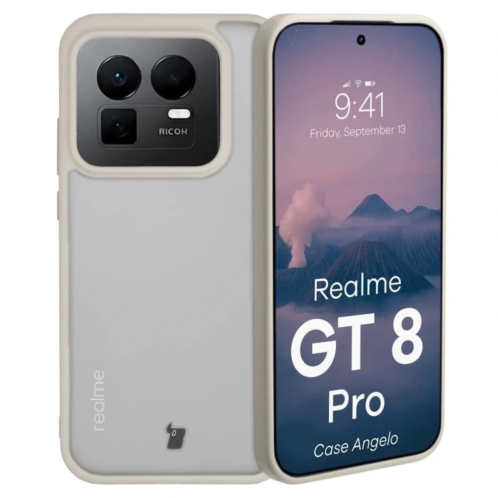 Bizon Case Angelo Realme GT 8 Pro semi-transparent mit einem beigen Rahmen