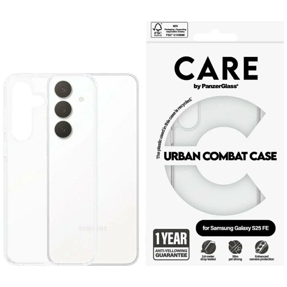 Etui CARE by PanzerGlass Flagship Urban Combat do Samsung Galaxy S25 FE průhledné