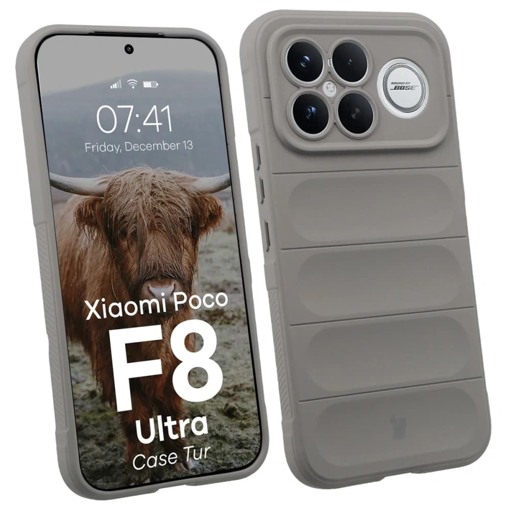 Pancéřové etui Bizon Case Tur do Xiaomi POCO F8 Ultra, světle šedé