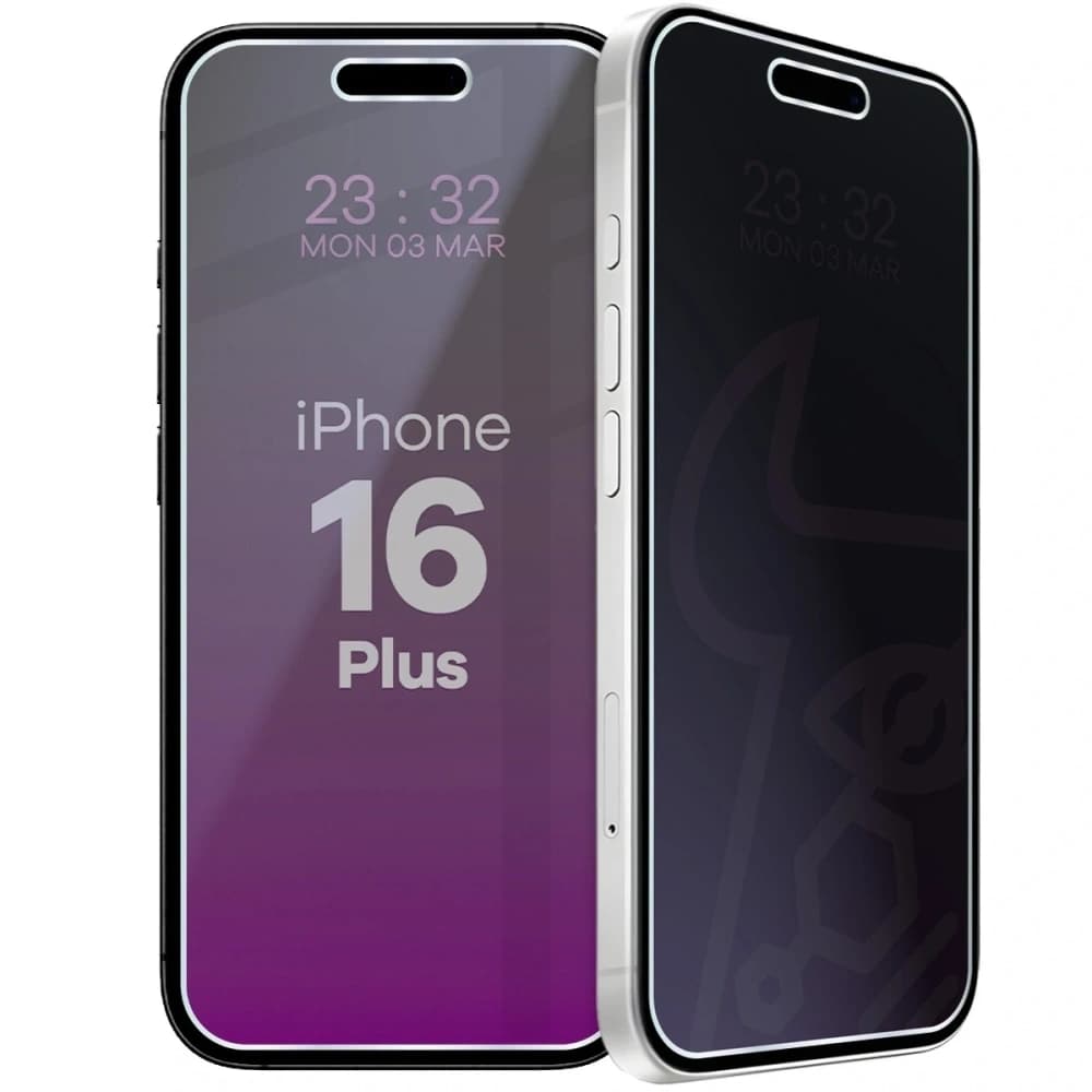 Prywatyzujące szkło hybrydowe Bizon Glass Mule Shadow do iPhone 16 Plus, matowe