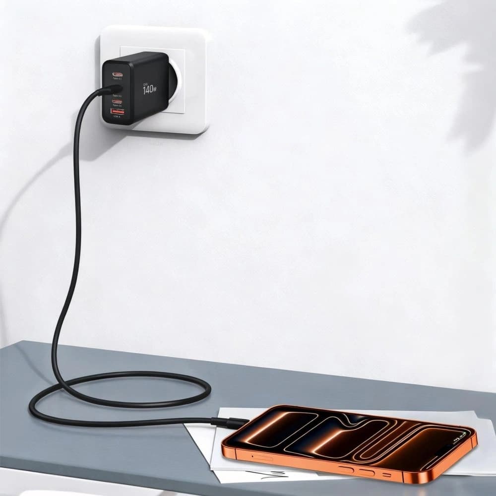 Tech-Protect NC140W-GAN 4-portos Hálózati Töltő PD 140W / QC3.0 Fekete
- 8