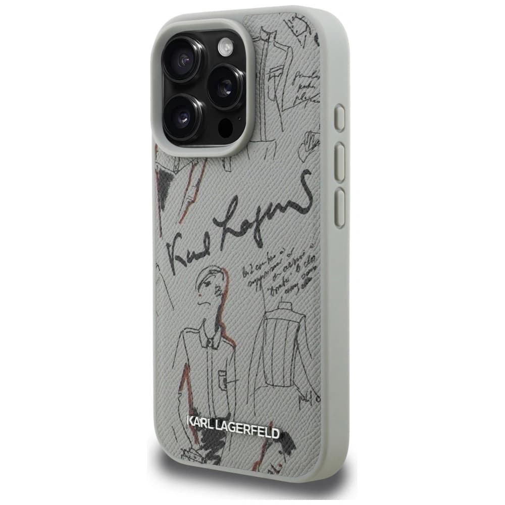 Karl Lagerfeld Grained Pattern & Logo MagSafe Apple iPhone 16 Pro szürke
- 2