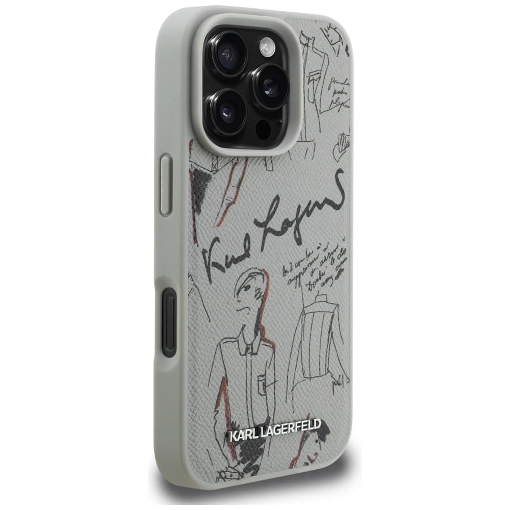 Karl Lagerfeld Grained Pattern & Logo MagSafe Apple iPhone 16 Pro szürke
- 4