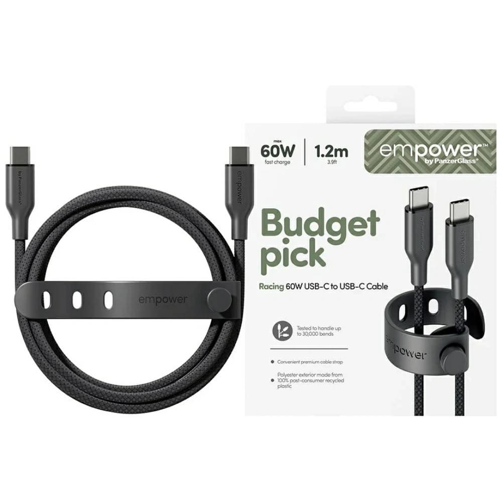 Kabel von PanzerGlass Racing Empower 60W USB-C / USB-C 1,2m schwarz