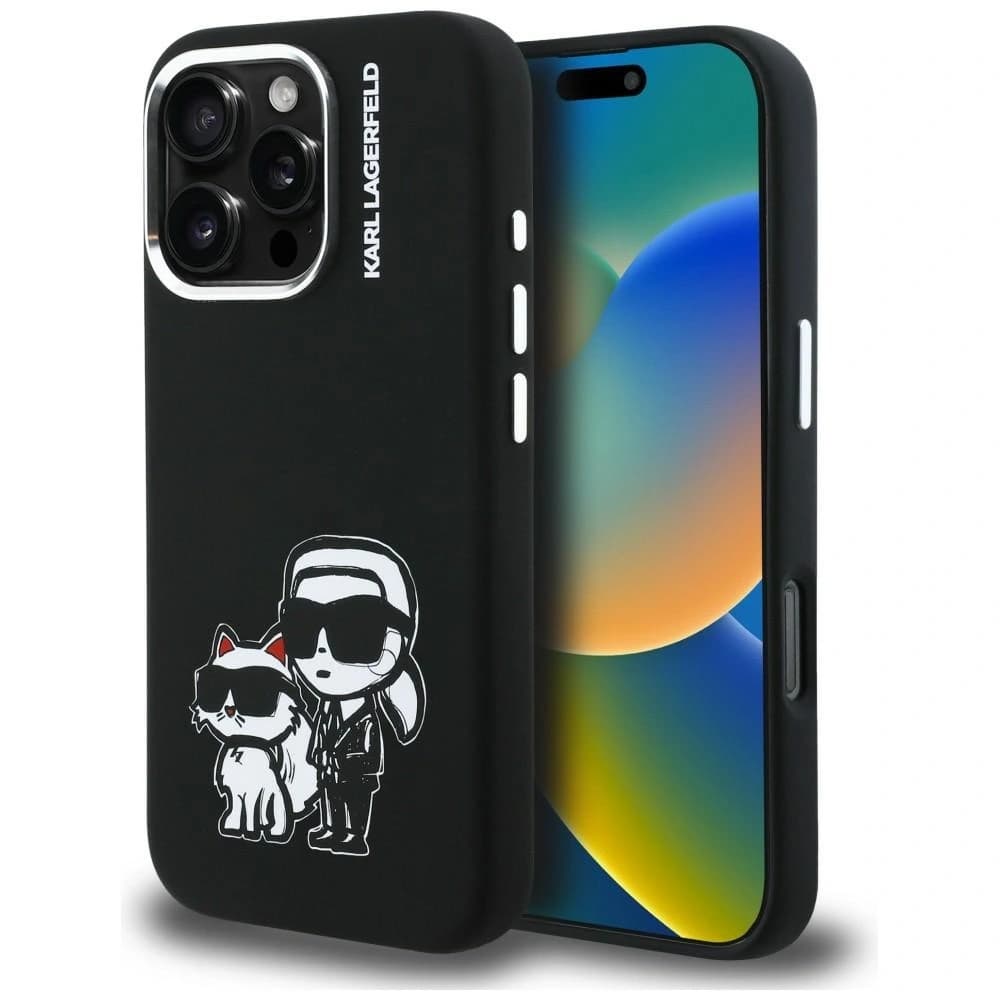 Karl Lagerfeld Silicone Karl&Choupette Sketch MagSafe Apple iPhone 16 Pro black