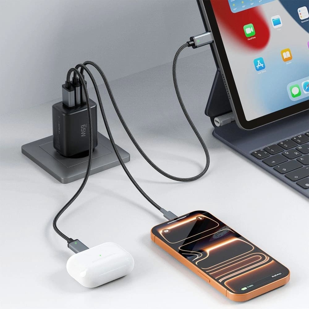 Ładowarka sieciowa Tech-Protect NCA65W-GAN USB-A, 2xUSB-C Network Charger PD 65W / QC3.0 Black - 8