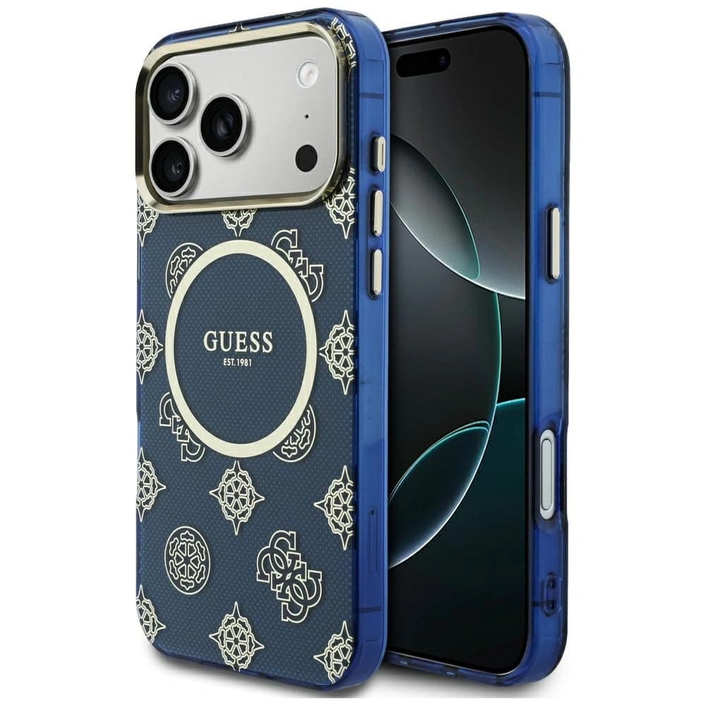 Guess IML Pivoňková Tečka MagSafe Apple iPhone 17 Pro Max modré