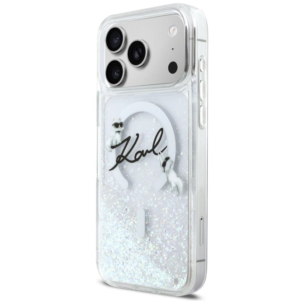 Karl Lagerfeld Liquid Glitter Karl Script Logo MagSafe Apple iPhone 17 Pro Max klar
- 2