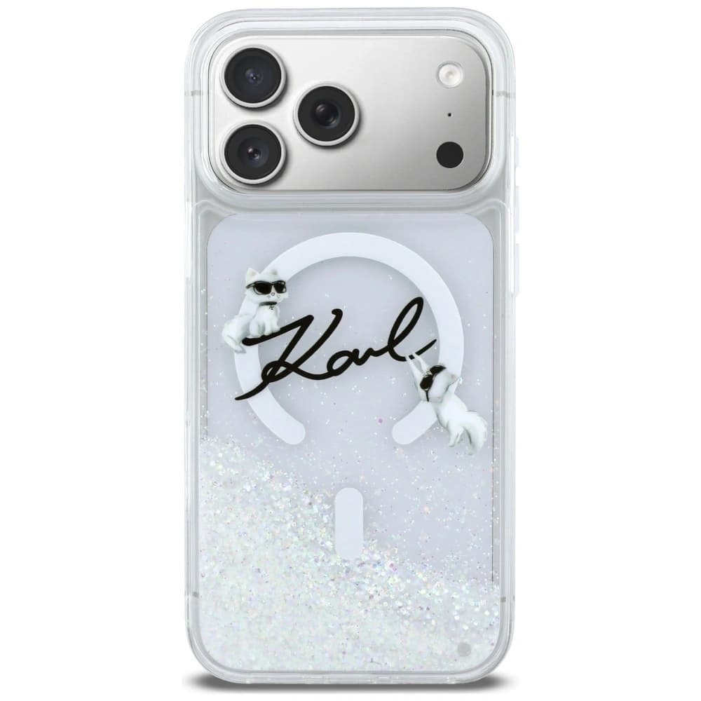 Karl Lagerfeld Liquid Glitter Karl Script Logo MagSafe Apple iPhone 17 Pro Max klar
- 3