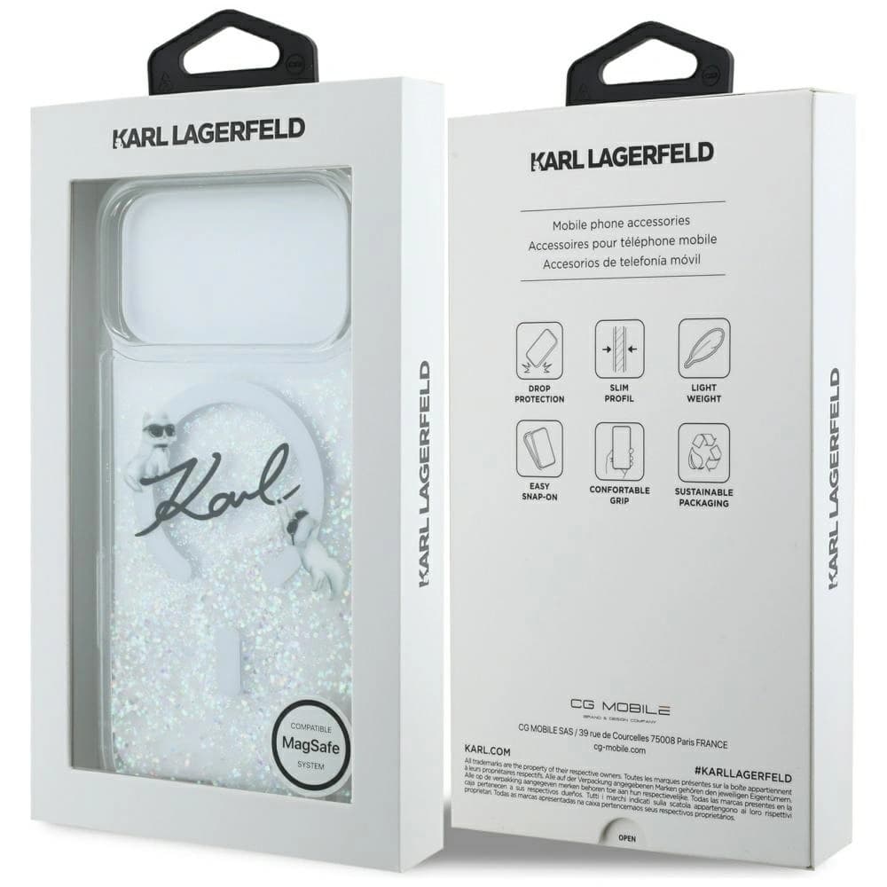 Karl Lagerfeld Liquid Glitter Karl Script Logo MagSafe Apple iPhone 17 Pro Max klar
- 8