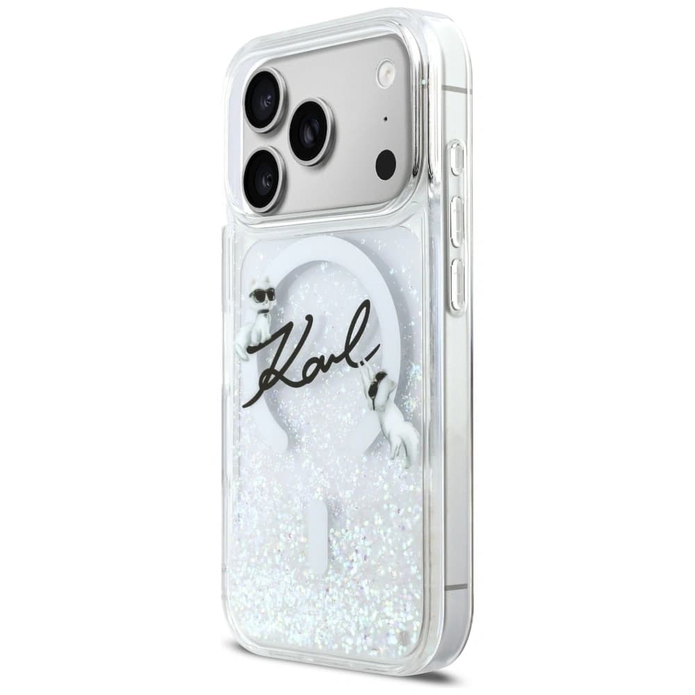 Karl Lagerfeld Liquid Glitter Karl Script Logo MagSafe Apple iPhone 17 Pro klar
- 2