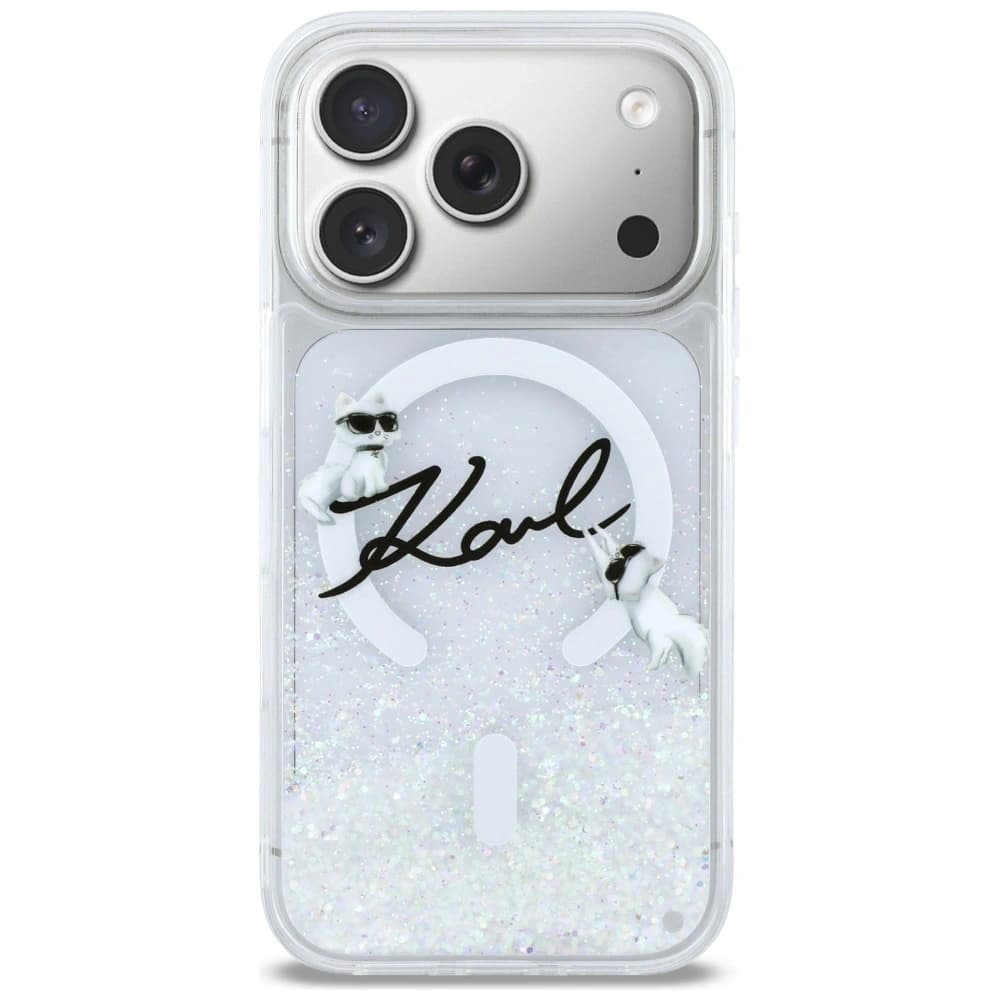Karl Lagerfeld Liquid Glitter Karl Script Logo MagSafe Apple iPhone 17 Pro klar
- 3