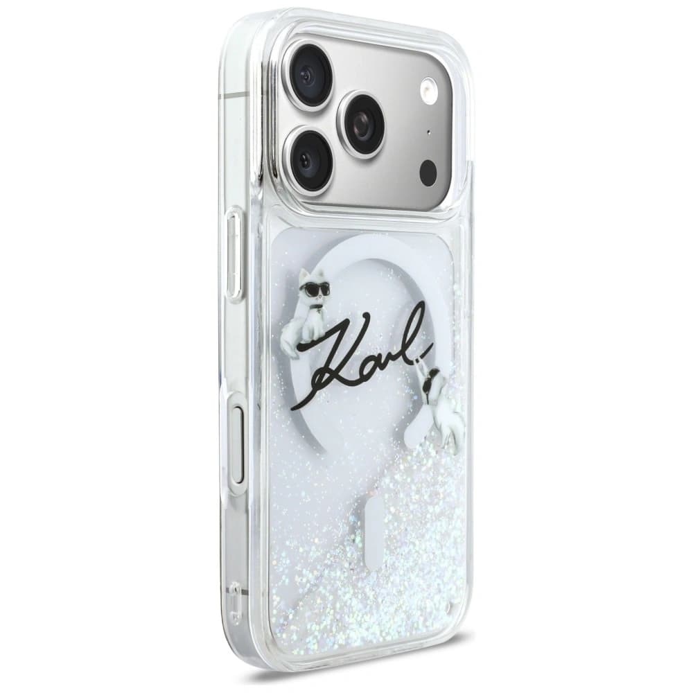 Karl Lagerfeld Liquid Glitter Karl Script Logo MagSafe Apple iPhone 17 Pro klar
- 4