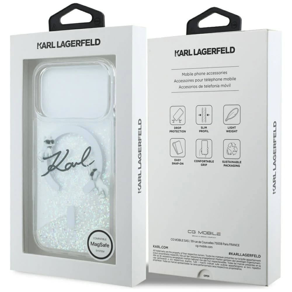 Karl Lagerfeld Liquid Glitter Karl Script Logo MagSafe Apple iPhone 17 Pro klar
- 8