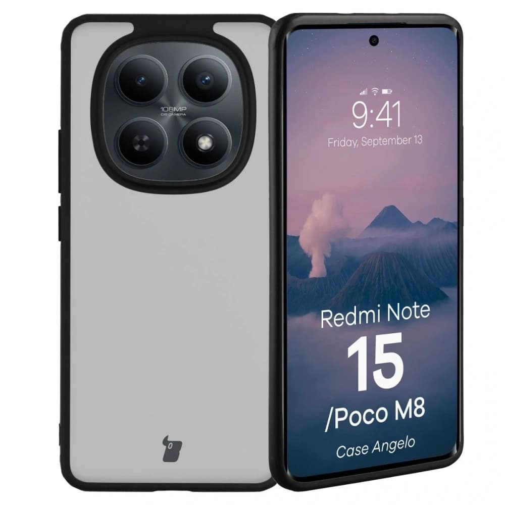 Bizon Case Angelo Xiaomi Redmi Note 15 / POCO M8 5G rauchig mit schwarzem Rahmen