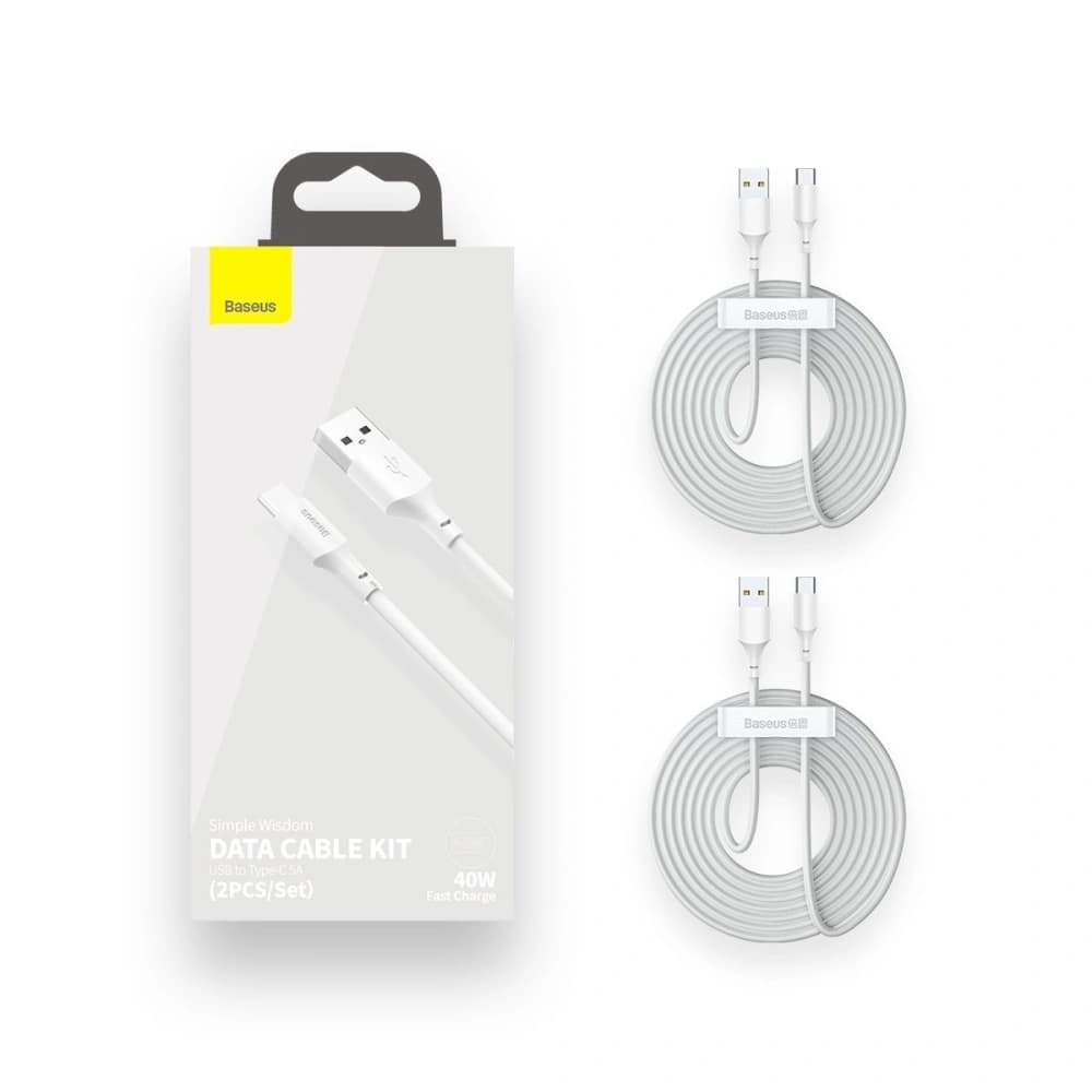 Baseus 1.5m USB-C-Kabel Simple Wisdom, 40W, 5A, (weiß) 2 Stk. - 11