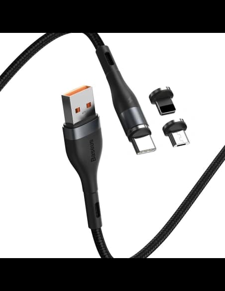 Baseus USB-Kabel Fast 4in1 USB zu USB-C / Lightning / Micro 5A 1m (grau + schwarz)